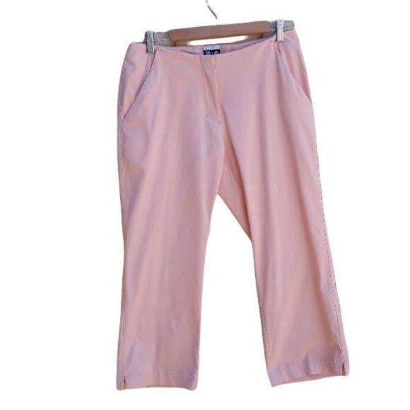 Adidas Pants Athletic Tech Cropped Low Rise Straight Leg Golf Melon Sz 10 - Picture 1 of 8